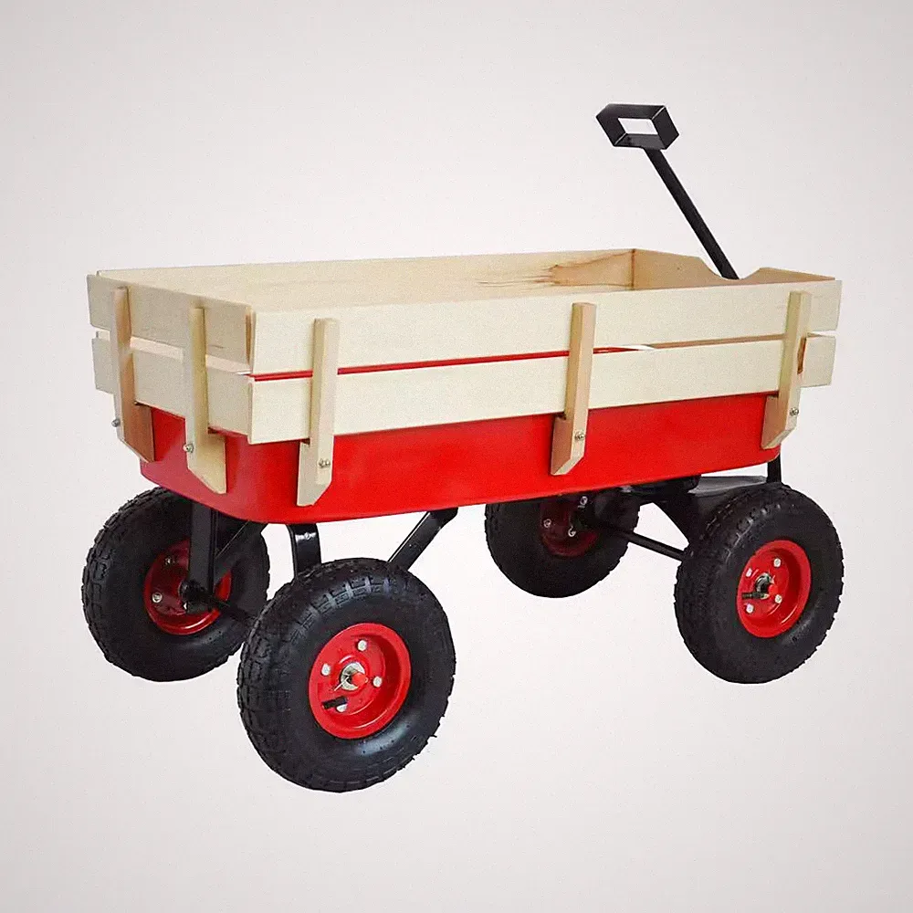 3 Cu. Ft. Steel Powered Wheelbarrow Outdoor Wagon All Terrain Pulling Wood Raili
