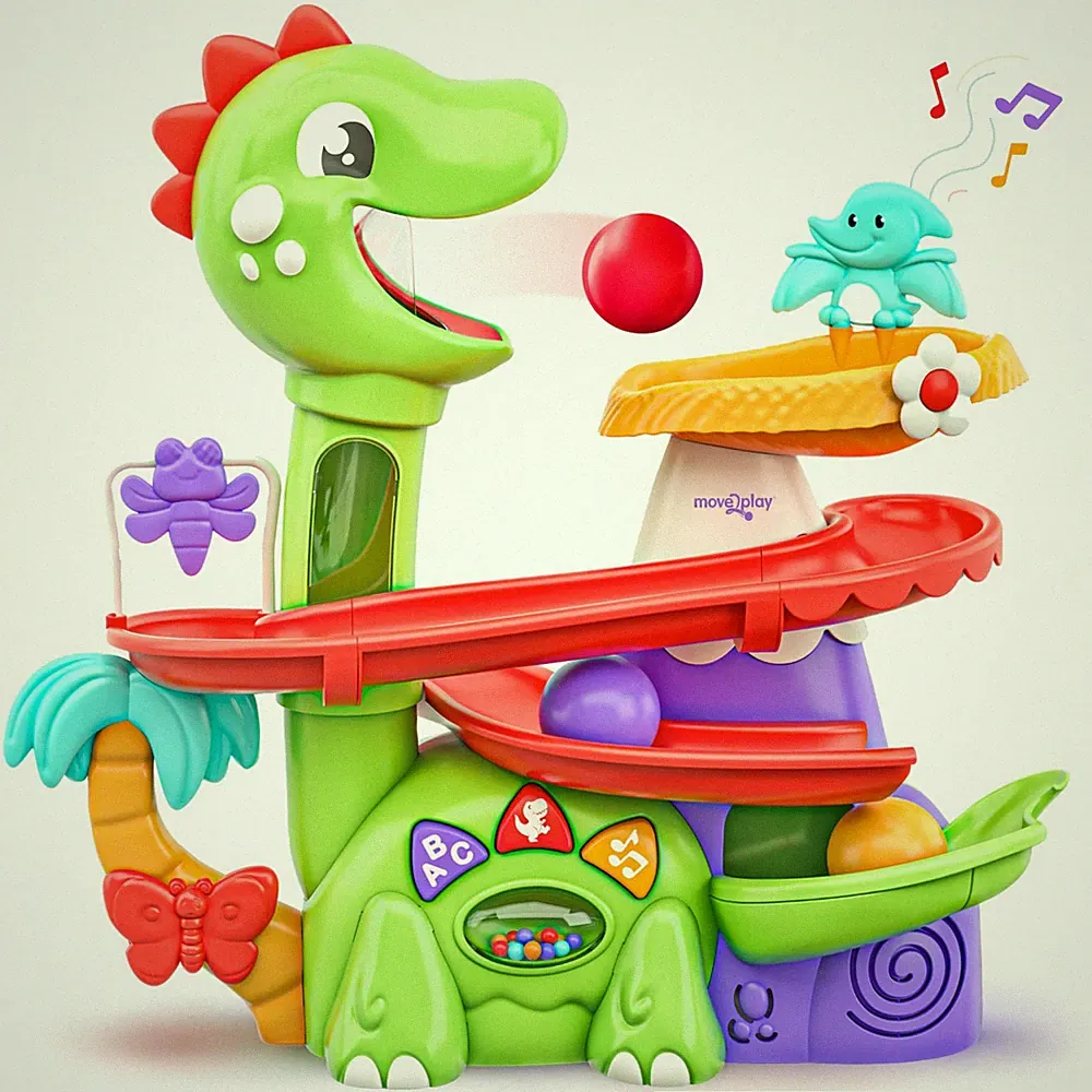 Air Powered Dinosaur Ball Popper 30+ Songs Lights Baby Toddler Move2Play Sayings