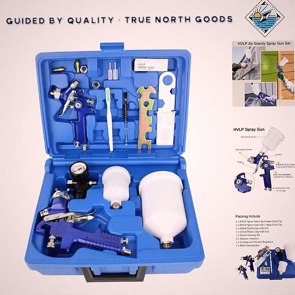 Air Powered HVLP Spray Gun Set for Car, Furniture, and Wall Painting Projects