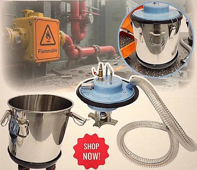 Air-Powered Pneumatic Industrial Vacuum Cleaner For Wet & Dry Waste Auto Stop