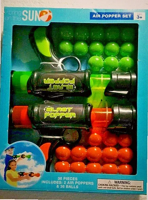 Blast Air Popper Toy Set 2 Air Poppers + 36 Foam Balls Fun All Ages New