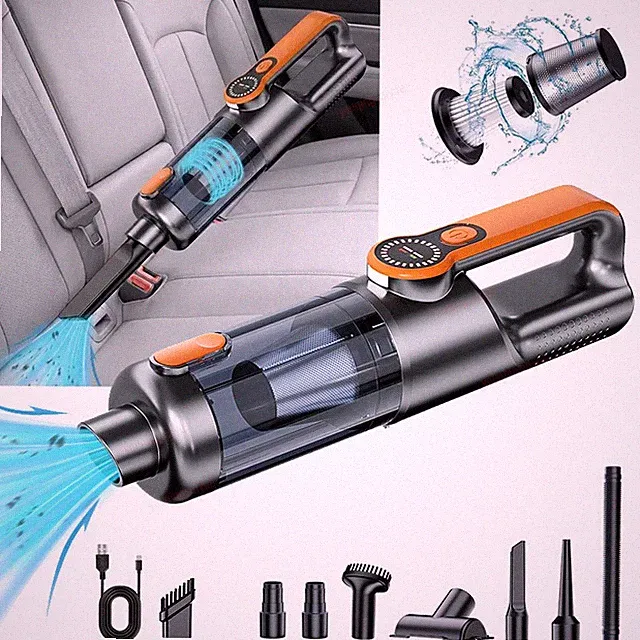 Car Vacuum Cleaner, Cordless Handheld 17000PA, 2-in-1 Vacuum and Air Pump Orange