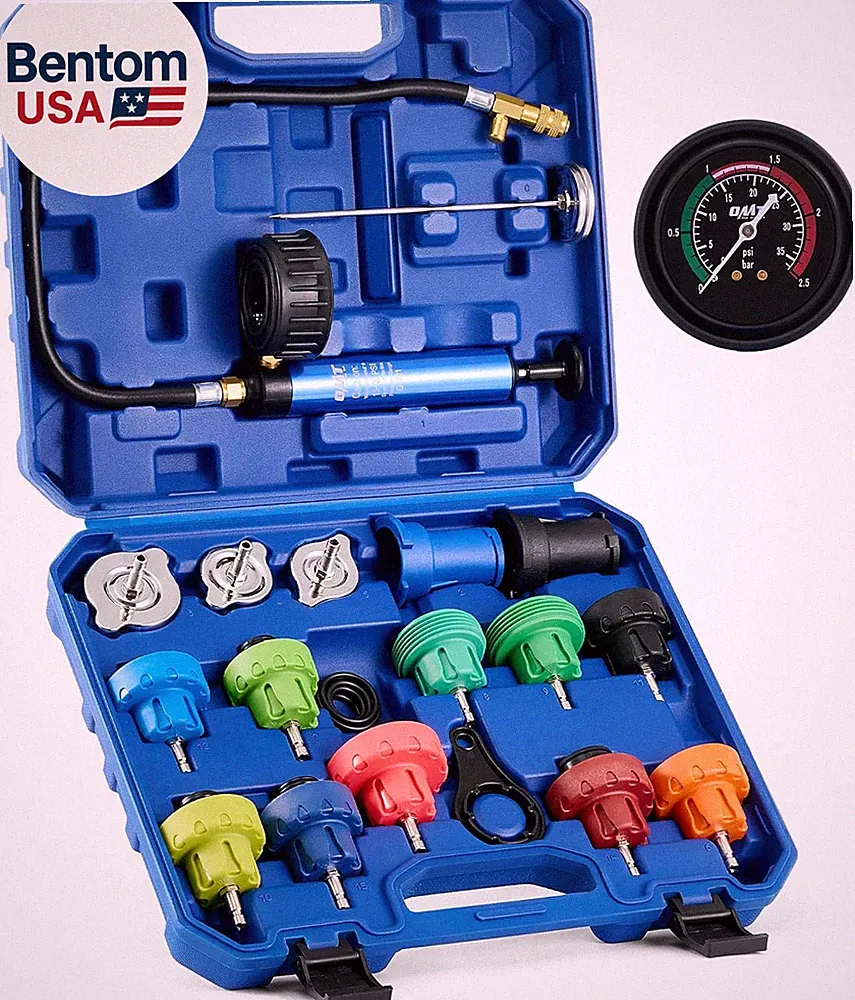 Coolant Pressure Tester Kit, 19Pc Radiator Pressure Tester Kit with 15 Radiator