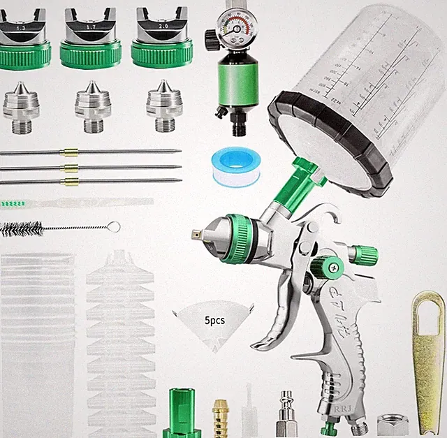 HVLP Air Paint Spray Gun Kits Gravity Feed Car Auto Primer 1.4/1.7/2.0MM Nozzles