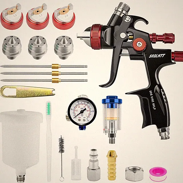 HVLP Air Spray Gun Kits with 1.3/1.7/2.0 mm Nozzles Spray Paint Gun Automotive w
