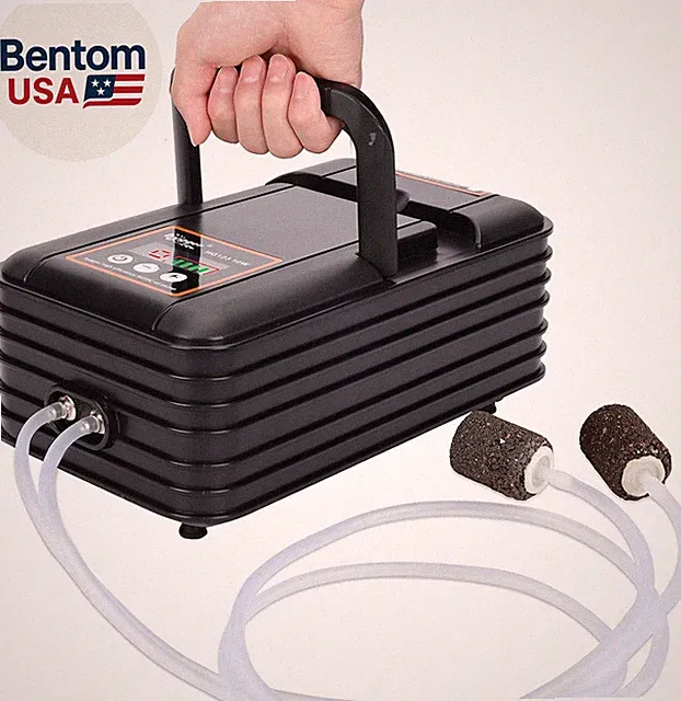 IPX6 Rechargeable Aquarium Pond Air Pump, Powerful Quiet Tank Air Pump with Hose