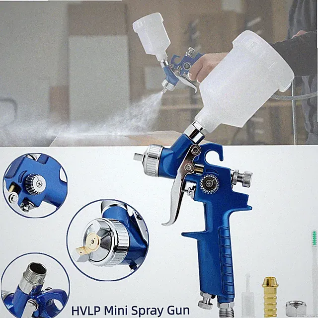 Mini Air Spray Gun HVLP 0.8 1.0mm Auto Car Touch Up Paint Sprayer Detail Repair