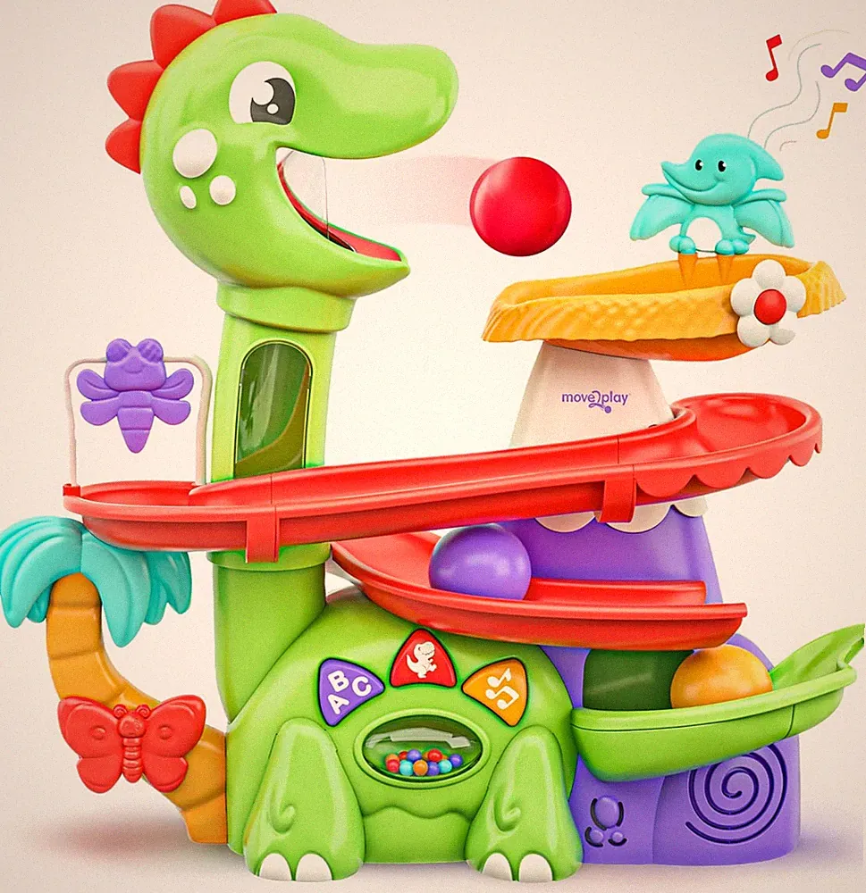 Move2Play, Air-Powered Dinosaur Ball Popper | 30+ Songs, Sayings, & Lights | Bab