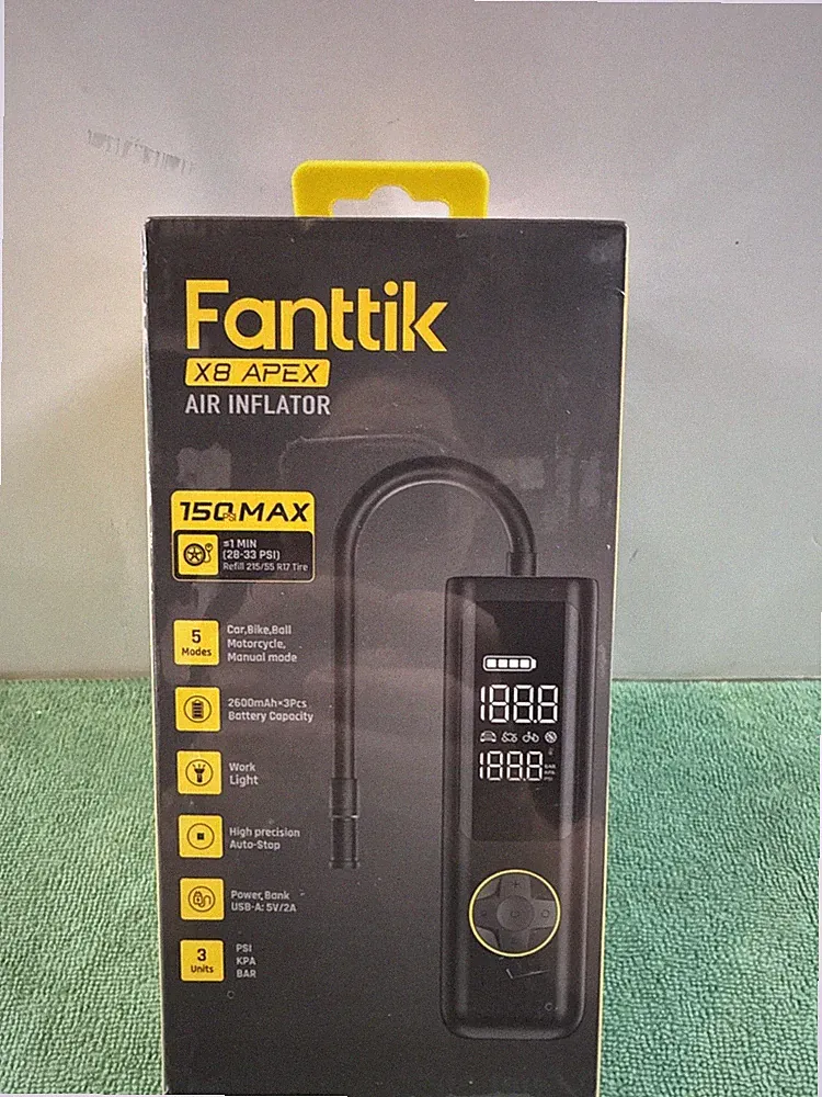 NEW Fanttik X8 Apex Portable Air Inflator 150 PSI Battery Powered Black- SEALED