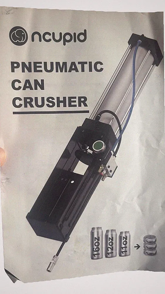 On cupid Pneumatic Can Crusher Metal Black Silver Heavy Duty Air Powered