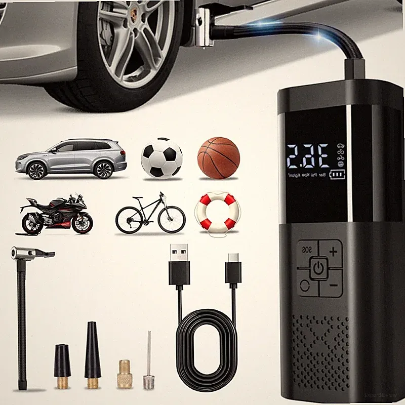 Rechargeable Battery-Powered Cordless Electric Pump Car Tire Air Inflator Tyre