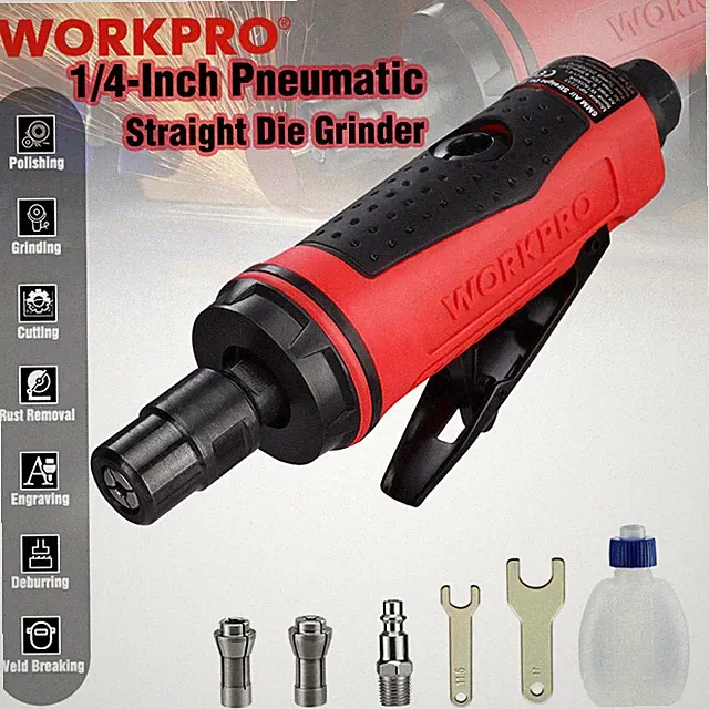 WORKPRO 1/4" Air Die Grinder Pneumatic Straight Die Grinder Air-Powered 25000RPM